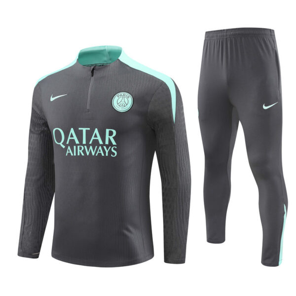 player version 24-25 PS G dark gray with light green half zipper training tracksuit - Image 2