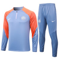 B826# 24-25 Inter light gray with orange half zipper training tracksuit