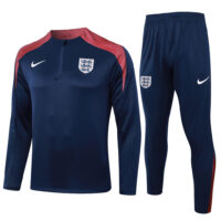 B831# 24-25 England navy blue with red half zipper training tracksuit