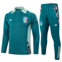 002-307 B839# 24-25 Italy dark green half zipper training tracksuit