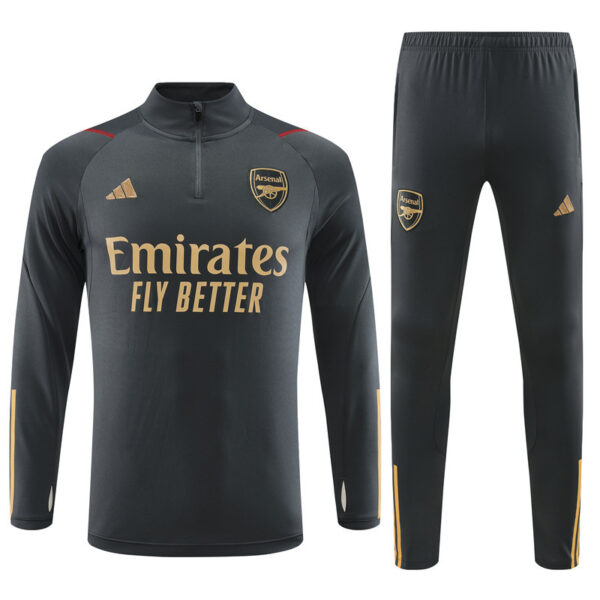 23-24 Arsenal dark gray half zipper sweater tracksuit - Image 2