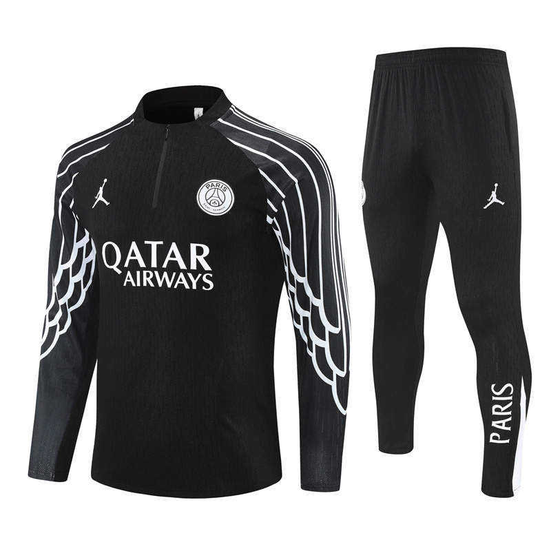 002-312 CL version 25-26 PS G Jrdan black with white stripe half zipper sweater tracksuit