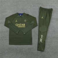 Fans version 23-24 PS G Jrdan army green half zipper sweater tracksuit