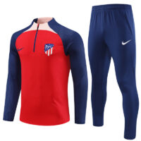 002-318 Player version 23-24 ATM red with navy blue half zipper training tracksuit