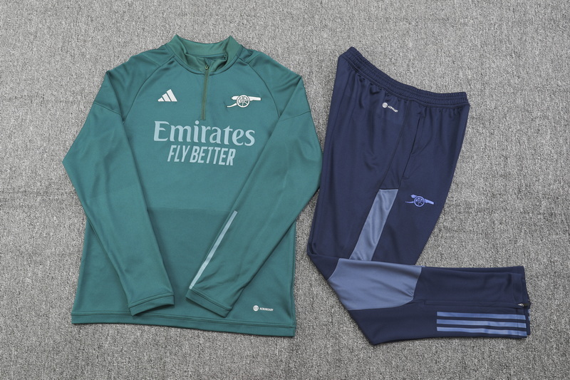 23-24 Arsenal green half zipper training tracksuit