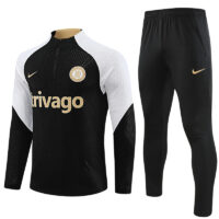 Player version 23-24 Chelsea black with white half zipper training tracksuit