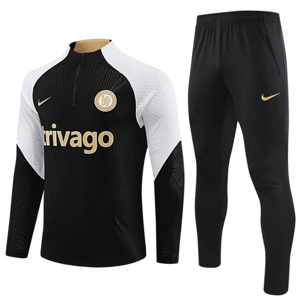 Player version 23-24 Chelsea black with white half zipper training tracksuit - Image 2
