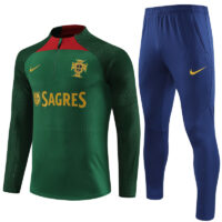 002-331 Player version 23-24 Portugal green with blue pants half zipper sweater tracksuit