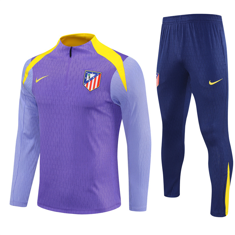 Player version 24-25 ATM purple with yellow stripe half zipper sweater tracksuit