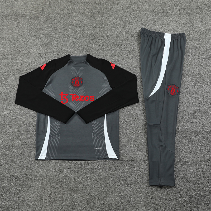 002-338 Player version 24-25 Manud dark gray with black round collar training tracksuit