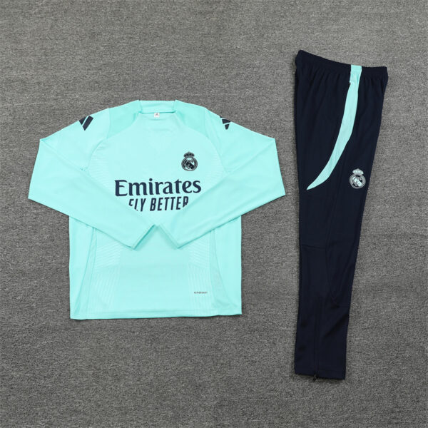 Player version 24-25 Real Madrid lake blue round collar training tracksuit - Image 2