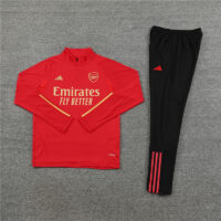 002-34 23-24 Arsenal red with gold half zipper sweater tracksuit
