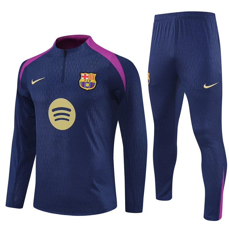 Player version 25-26 Bar navy blue with purple stripe half zipper sweater tracksuit