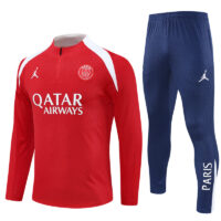 Player version 25-26 PS G red with white stripe half zipper sweater tracksuit