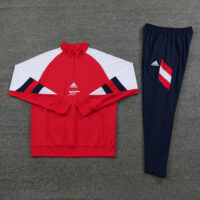 23-24 Arsenal red with white and blue stripe half zipper sweater tracksuit