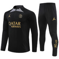 fans version 23-24 PS G Jrdan black with gray half zipper training tracksuit