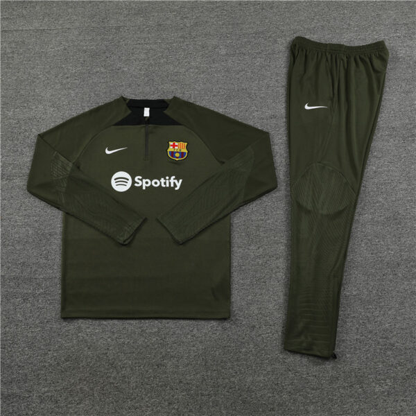 23-24 Bar army green half zipper sweater tracksuit - Image 2