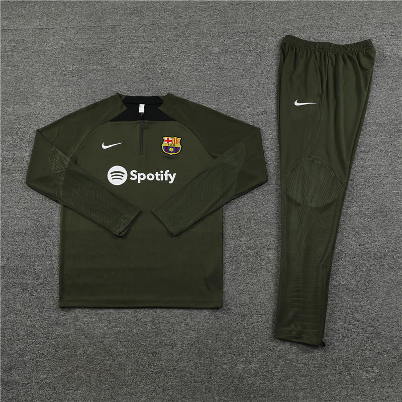002-36 23-24 Bar army green half zipper sweater tracksuit