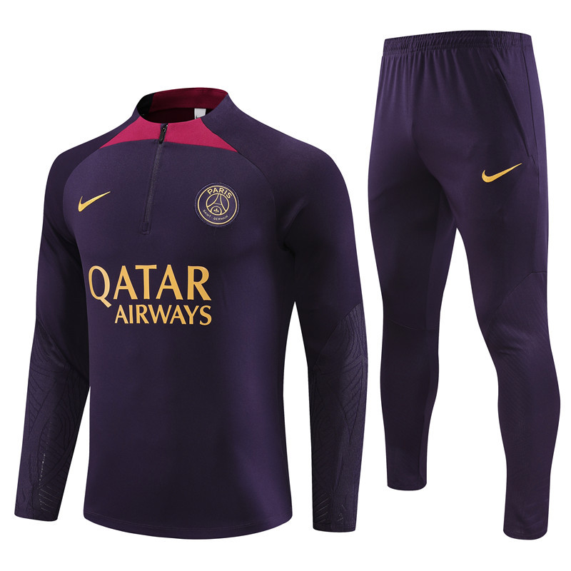 fans version 23-24 PS G purple half zipper sweater tracksuit