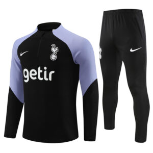 fans version 23-24 Tottenham black with purple half zipper sweater tracksuit - Image 2