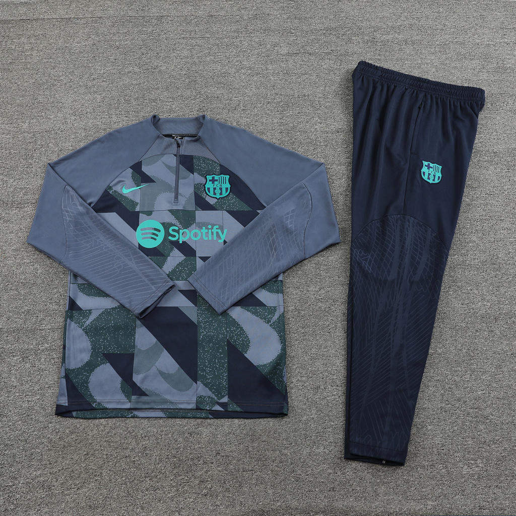 23-24 Bar camo gray half zipper sweater tracksuit
