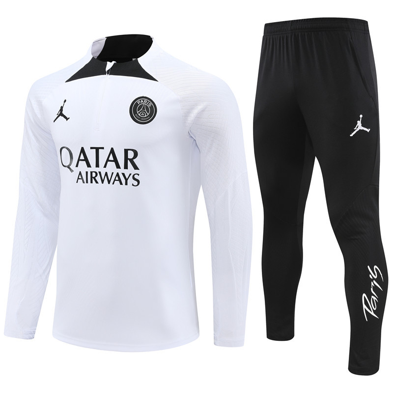 002-378 player version 23-24 PS G Jrdan white with black half zipper training tracksuit