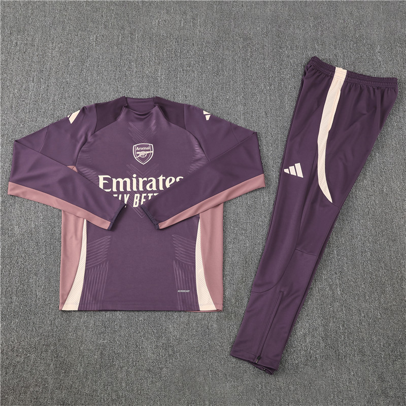 player version 24-25 Arsenal purple with pink stripe pullover sweater tracksuit