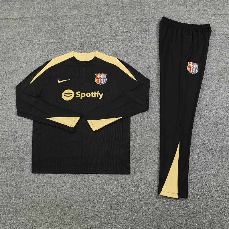 player version 24-25 Bar black with gold half zipper training tracksuit