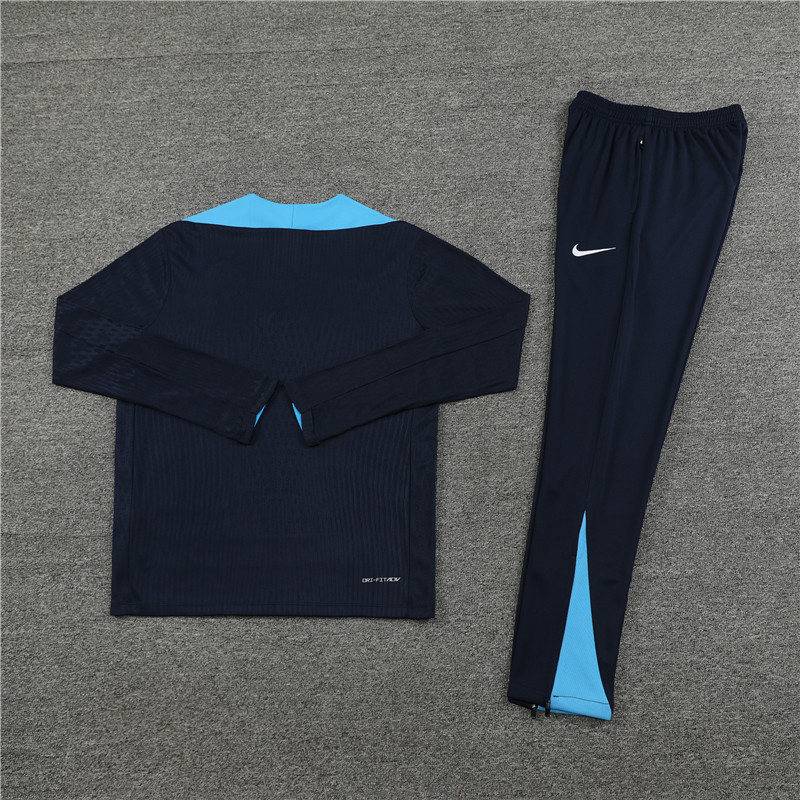 002-398 player version 24-25 Chelsea navy blue with light blue half zipper training tracksuit