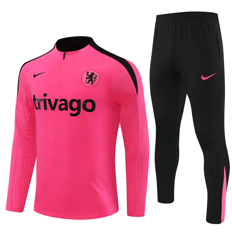 player version 24-25 Chelsea pink with black half zipper training tracksuit