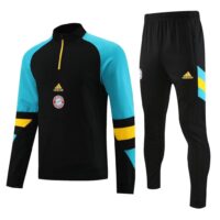 23-24 Bayern black with blue half zipper sweater tracksuit