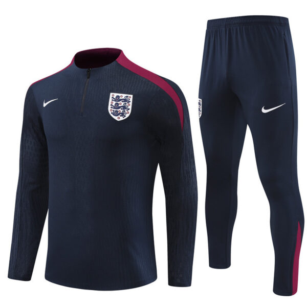 player version 24-25 England navy blue with red half zipper training tracksuit - Image 2