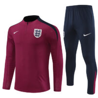 002-401 player version 24-25 England red with navy blue half zipper training tracksuit