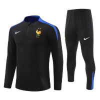 002-403 player version 24-25 France black with blue half zipper training tracksuit