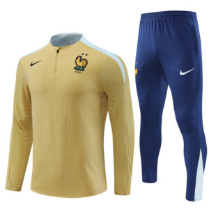 player version 24-25 France gold with white half zipper training tracksuit - Image 2