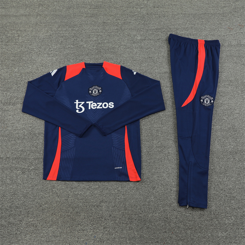 player version 24-25 Manud navy blue with red pullover training tracksuit