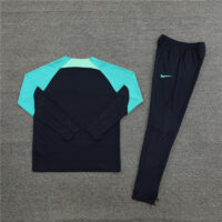23-24 Bar navy blue with lake blue half zipper training tracksuit