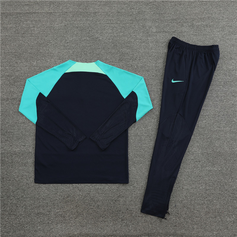 23-24 Bar navy blue with lake blue half zipper training tracksuit
