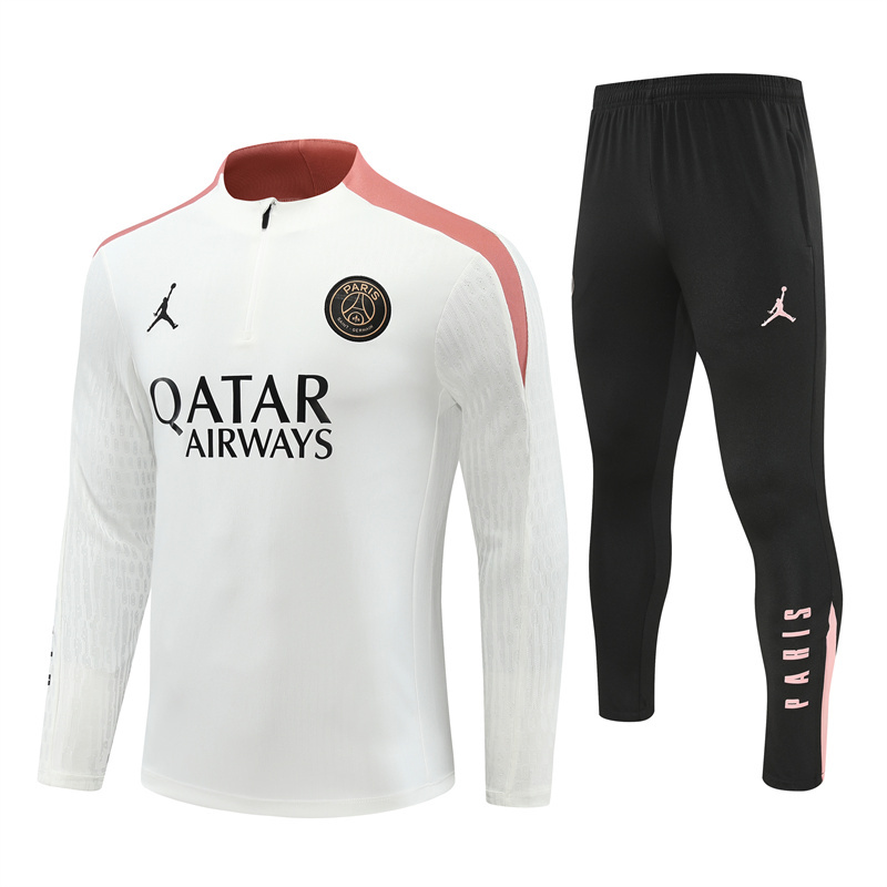 player version 24-25 PS G Jrdan white with pink half zipper training tracksuit