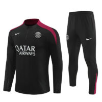 player version 24-25 PS G black with red stripe half zipper training tracksuit