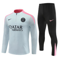 player version 24-25 PS G light gray with pink half zipper training tracksuit