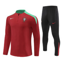 player version 24-25 Portugal red with green half zipper training tracksuit