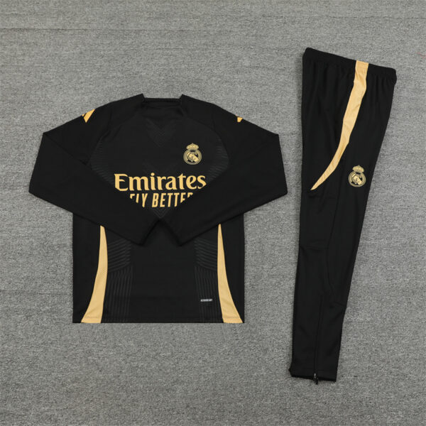 player version 24-25 Real Madrid black with yellow pullover training tracksuit - Image 2