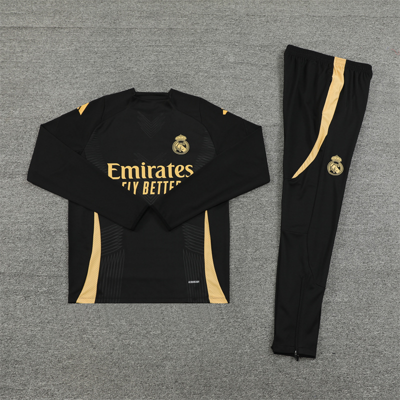 002-427 player version 24-25 Real Madrid black with yellow pullover training tracksuit