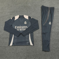 002-428 player version 24-25 Real Madrid dark gray with beige half zipper training tracksuit