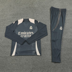 player version 24-25 Real Madrid dark gray with beige half zipper training tracksuit - Image 2