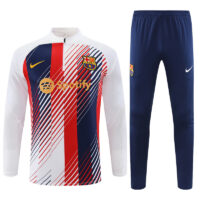 23-24 Bar white with red and blue half zipper sweater tracksuit