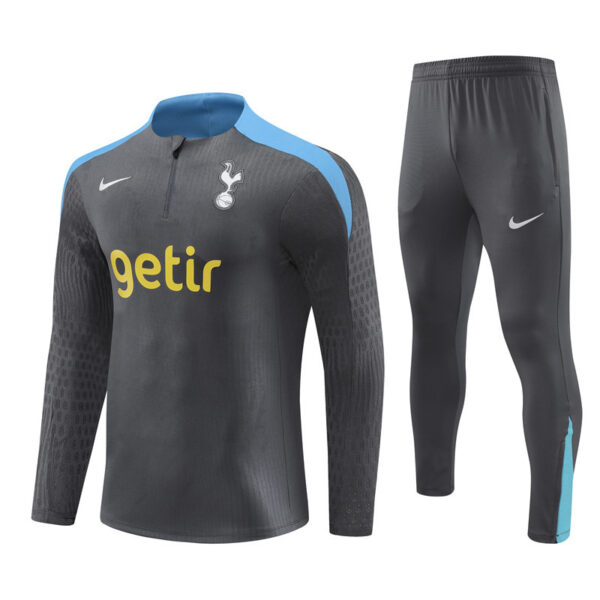 player version 24-25 Tottenham dark gray with blue half zipper training tracksuit - Image 2