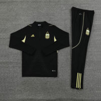with embossed 2023 Argentina black with yellow half zipper training tracksuit