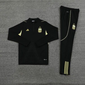 with embossed 2023 Argentina black with yellow half zipper training tracksuit - Image 2